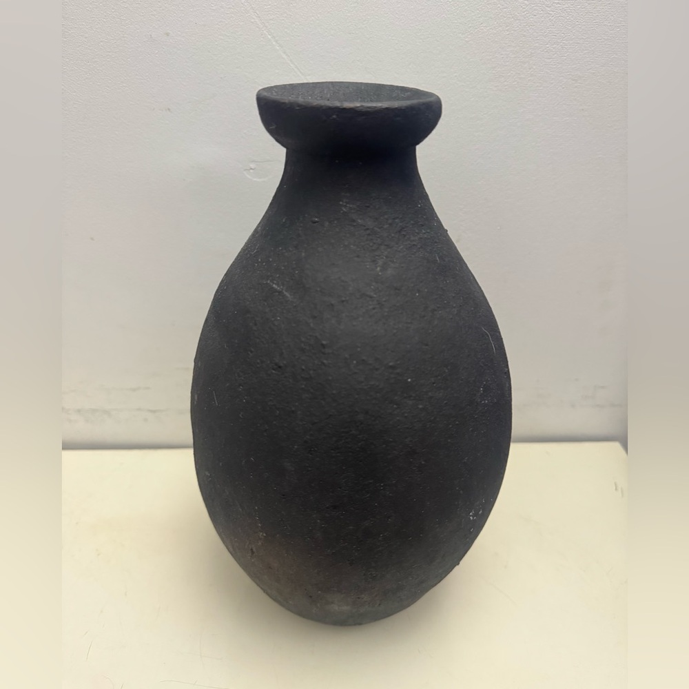west elm black ceramic vase 10”